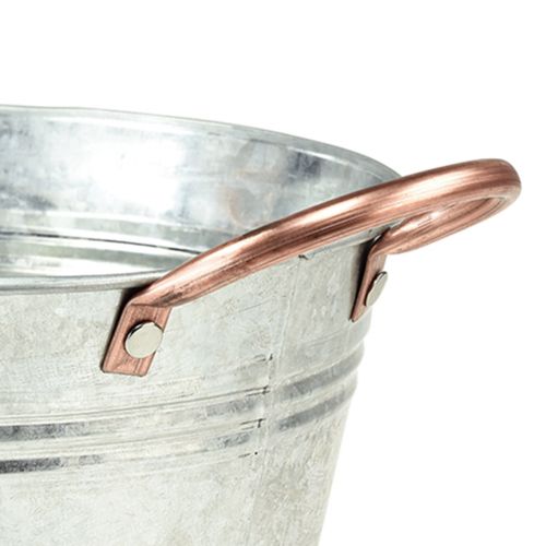 Floristik24 Bloemenschaal rond met handvatten metalen schaal Ø24cm H10cm