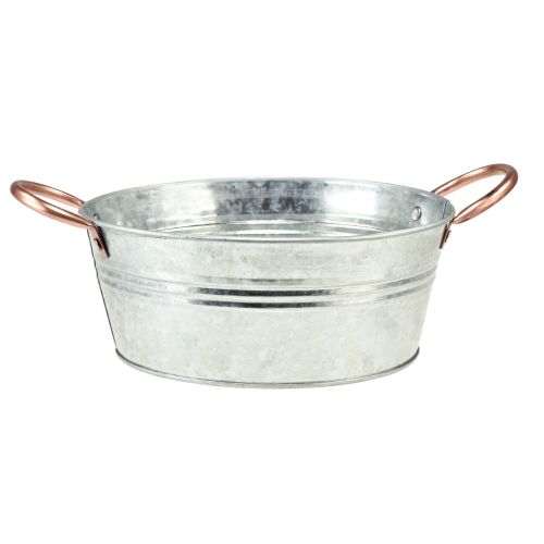 Floristik24 Bloemenschaal rond met handvatten metalen schaal Ø24cm H10cm