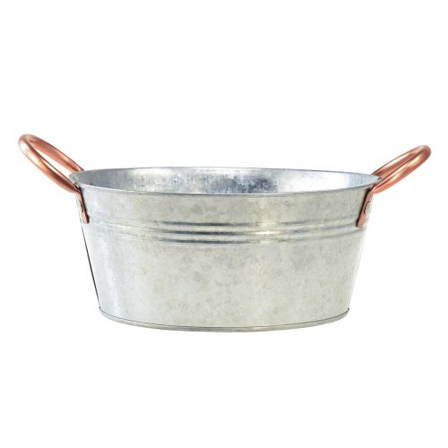 Artikel Bloemenschaal rond met handvatten metalen schaal Ø21cm H9,5cm