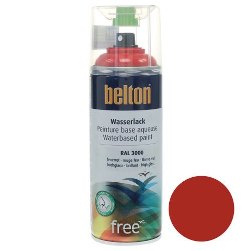 Belton vrije verf op waterbasis rood hoogglans kleurspray vuurrood 400ml