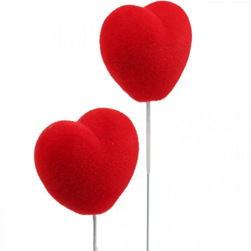 Artikel Bloemenplug sierhart rood hart plug 6x6cm H26cm 18 st