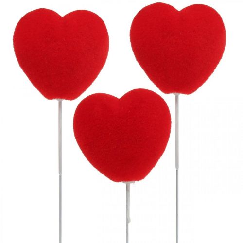 Artikel Bloemenplug sierhart rood hart plug 6x6cm H26cm 18 st