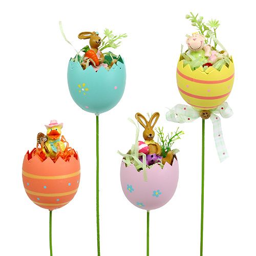Bloemplug ei met diersoort. 8cm L30cm 4st