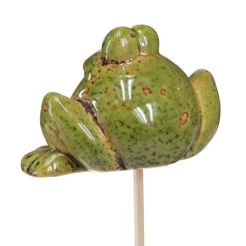 Artikel Bloemplug kikker keramiek groen bruin 6x4x4,5cm 4 st