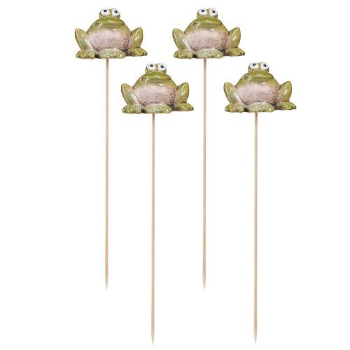 Artikel Bloemplug kikker keramiek groen bruin 6x4x4,5cm 4 st