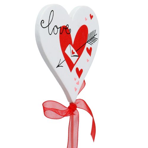 Artikel Bloemplug hart wit met strik 7cm 12 st