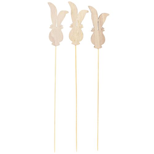 Artikel Bloemplug houten decoratieve konijnenkop op stok 11cm 12 st