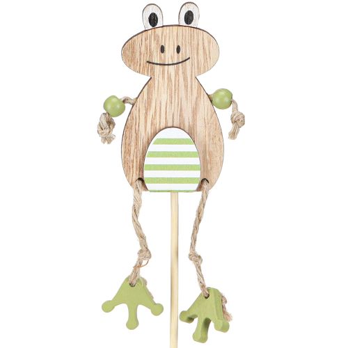 Artikel Bloemstokje Houten Kikker Ei Natuurlijk Groen 3,5x7cm 12 st.