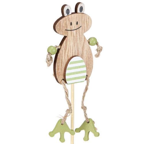Artikel Bloemstokje Houten Kikker Ei Natuurlijk Groen 3,5x7cm 12 st.