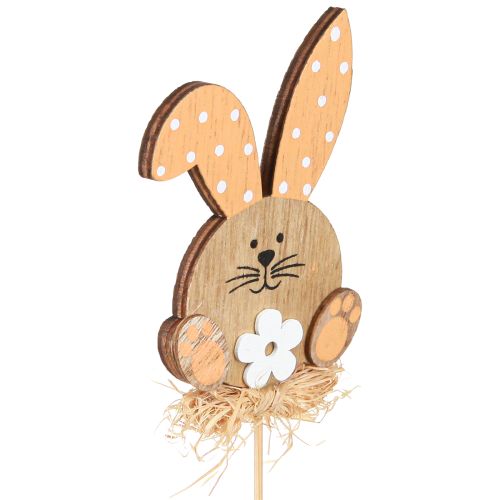 Bloempluggen houten konijntjes decoratie Pasen 4 kleuren 5x8cm 16 st