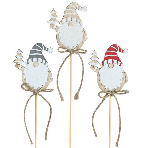 Bloempluggen hout kerstkabouters 5x8cm 12 st