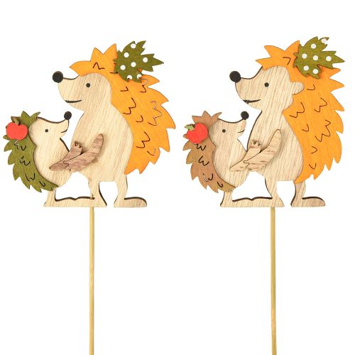 Artikel Bloemplug egel met kind herfstdecoratie hout 8,5cm 8 st