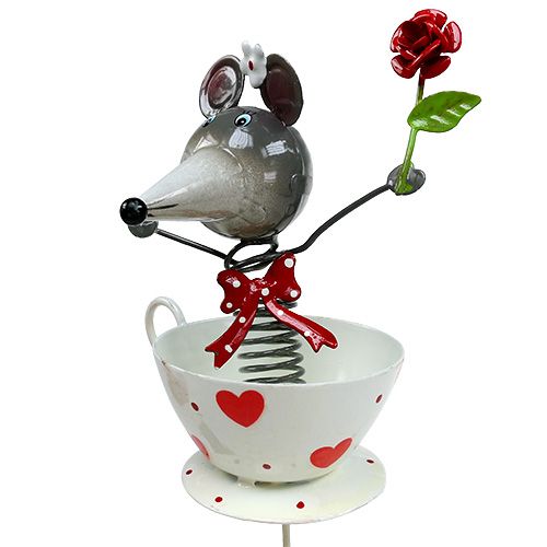 Floristik24 Bloem pin muis metaal 10cm L33cm 2st