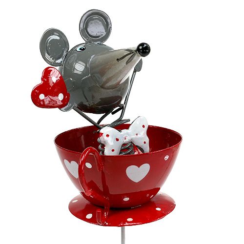 Floristik24 Bloem pin muis metaal 10cm L33cm 2st