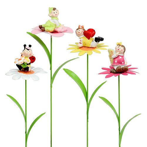 Floristik24 Bloemplug metalen bloem assortiment. 6.5cm L32cm 4st