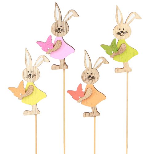 Artikel Bloempluggen Paashaas decoratie houtkleurig 5x8cm 16 st