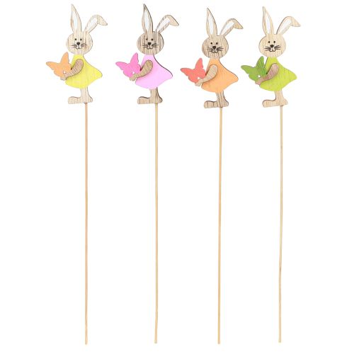 Artikel Bloempluggen Paashaas decoratie houtkleurig 5x8cm 16 st
