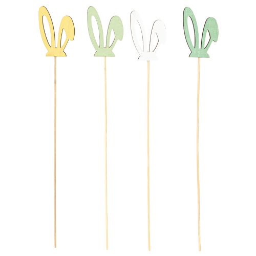 Artikel Bloemstokjes Pasen Houten Konijnenoren Gekleurd 5x7cm 16 Stuks
