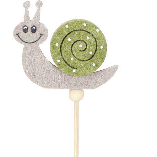 Bloemenstok Slak Decoratie Hout Vilt Groen 6.5cm 12 Stuks