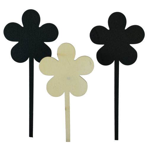 Bloemplug bloem minipanelen hout zwart Ø10cm 6st