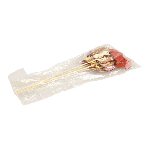 Floristik24 Bloemplug herfstegeldecoratie hout paars, bruin 7,5×8cm 8 st