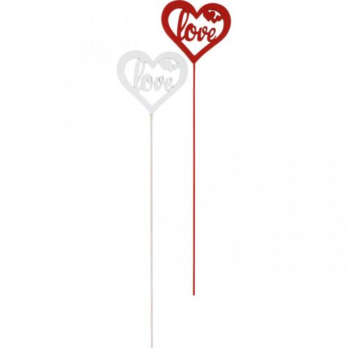 Artikel Bloemsteker hart rood houten siersteker Love 7cm 12st