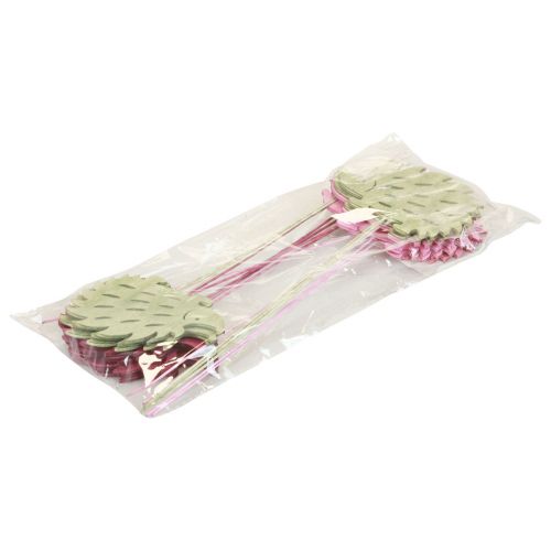 Floristik24 Bloemenplug houten sierplug egel decoratie kleur 10x7cm 18 st