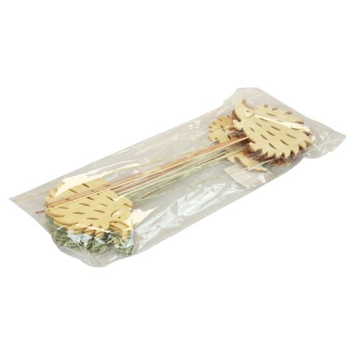 Artikel Bloemenplug houten sierplug egel decoratie gekleurd 10x7cm 18 st