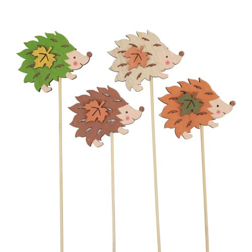 Artikel Bloemstokje Houten Egel Decoratie Bruin Groen 8×6cm 12 st.
