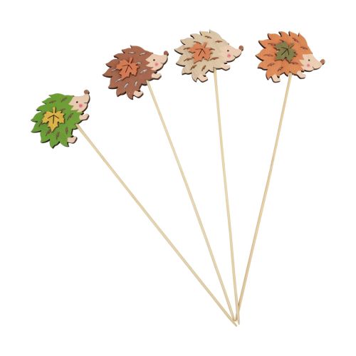 Artikel Bloemstokje Houten Egel Decoratie Bruin Groen 8×6cm 12 st.