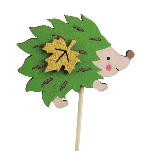 Artikel Bloemstokje Houten Egel Decoratie Bruin Groen 8×6cm 12 st.