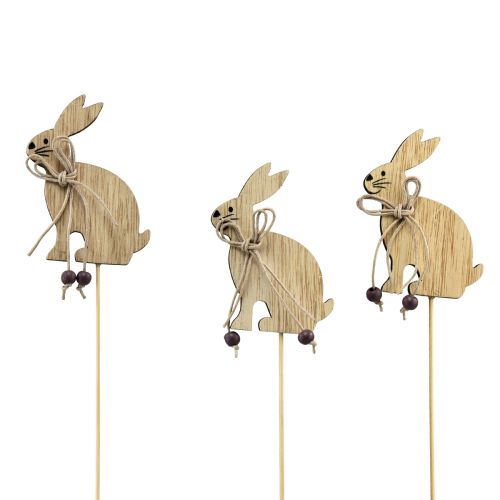 Bloemenplug houten paashaas decoratie 8cm x 6cm 12 st