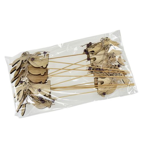 Artikel Bloemenplug houten paashaas decoratie 8cm x 6cm 12 st