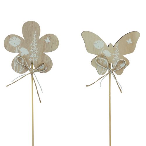 Artikel Bloemenplug houten vlinder decoratieve bloemen 9cm 12 st