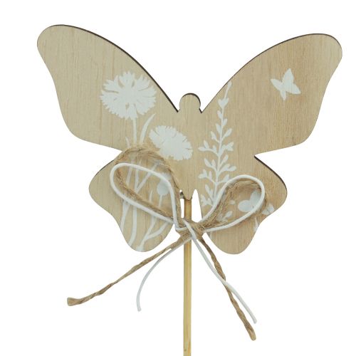 Artikel Bloemenplug houten vlinder decoratieve bloemen 9cm 12 st