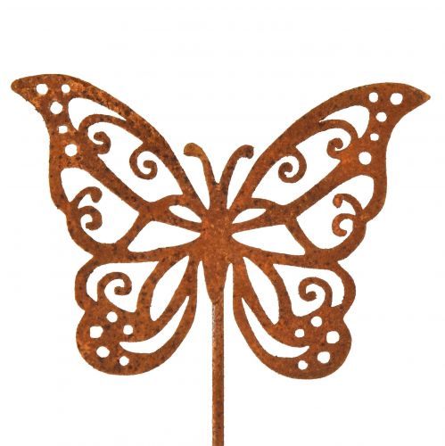 Bloemplug metaal roest vlinder decoratie 10x7cm