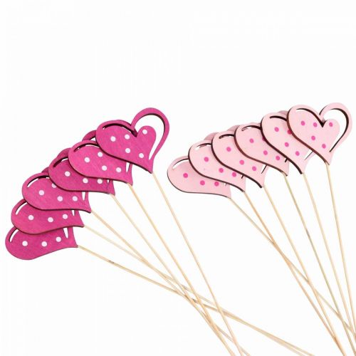 Artikel Bloemenplug Moederdag sierplug hart roze 7cm 12 st