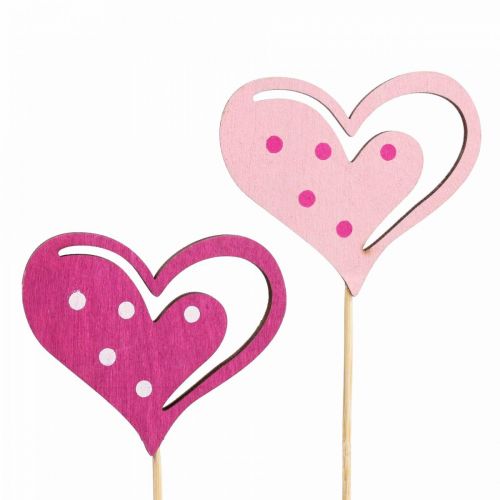 Artikel Bloemstekers Moederdag sierstekers hart roze 7cm 12 stuks