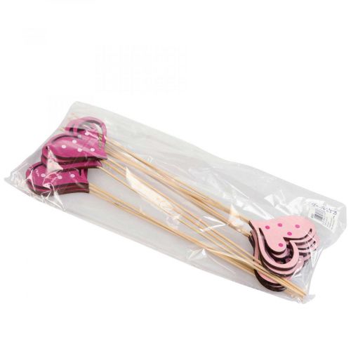 Artikel Bloemenplug Moederdag sierplug hart roze 7cm 12 st