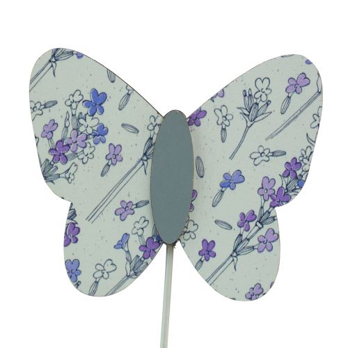 Artikel Bloemenplug vlinder bloem decoratieve plug hout 7cm 12 st