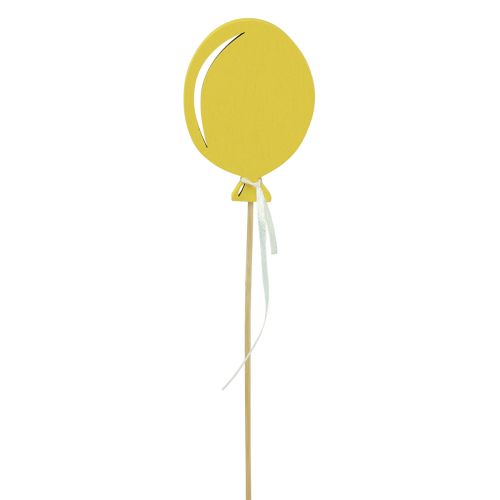 Stekkerboeketdecoratie taarttopper ballon geel 28cm 8st