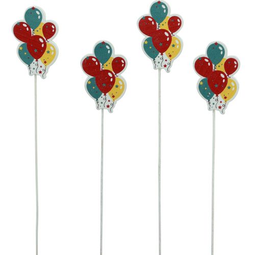 Floristik24 Bloemplugboeket decoratieve taarttopper ballonnen kleurrijk 26cm 15st