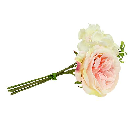 Floristik24 Boeket van mini roze crème 20cm