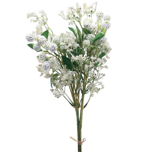Floristik24 Kunstbloemenboeket zijden bloemen bessentak wit 48cm