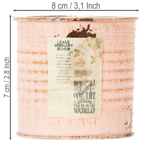 Artikel Bloempot decoratieve blik zalmkleurige metalen kruidenpot Ø8cm H7.5cm