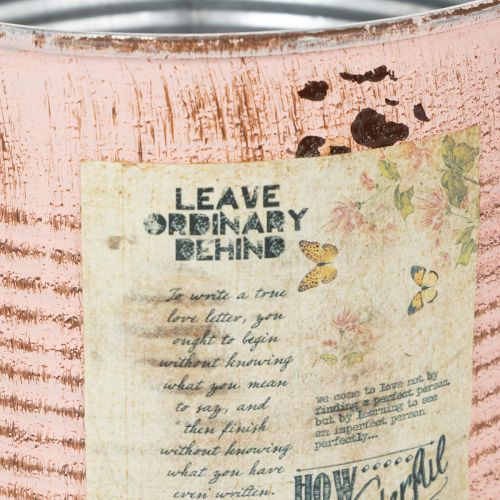 Artikel Decoratieve bloempot van zalmkleurig metaal, plantenbak Ø15,5 cm H15 cm