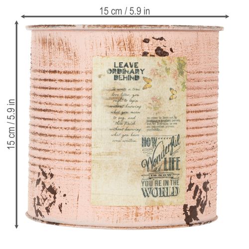 Artikel Decoratieve bloempot van zalmkleurig metaal, plantenbak Ø15,5 cm H15 cm