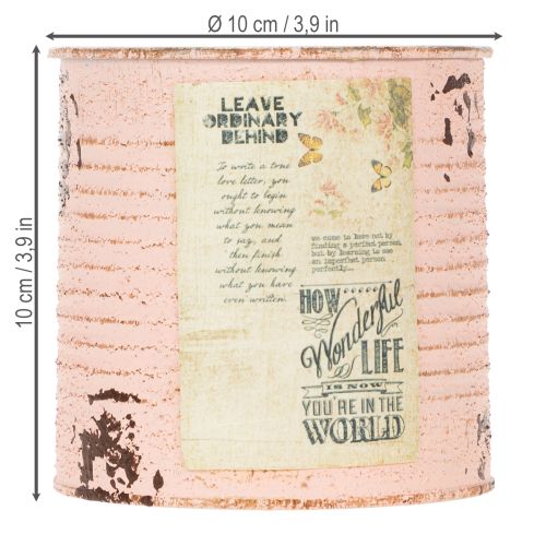 Artikel Bloempot decoratief blik van zalmkleurig metaal, zomerdecoratie Ø11cm H10.5cm