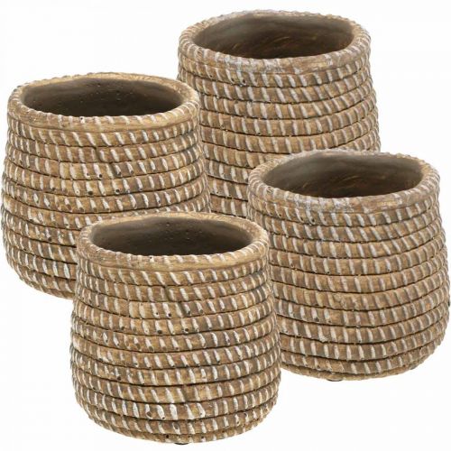 Floristik24.nl Boho bloempot gevlochten look pot keramiek Ø6cm 4st - goedkoop online kopen