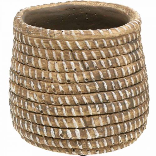 Floristik24 Boho bloempot gevlochten look pot keramiek Ø6cm H7.5cm 4st